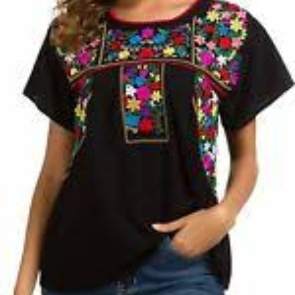 YZXDORWJ Women's Summer Casual Embroidered Blouse